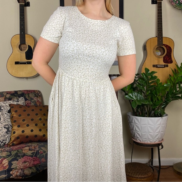 80s/90s Vintage Minimalist Cottagecore Tea Dress - S/M - Picture 1 of 4